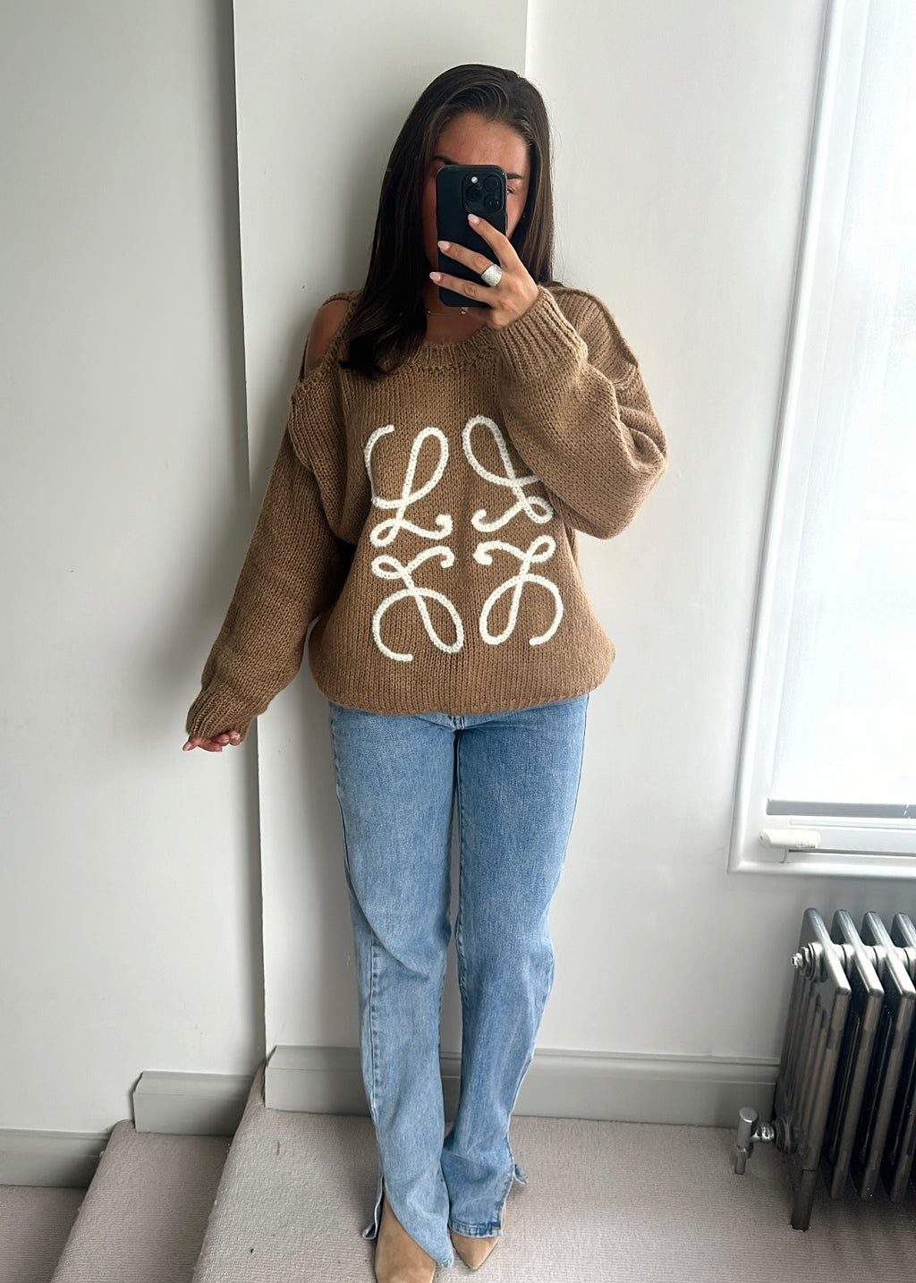 Aria Embroidered Jumper - Tan