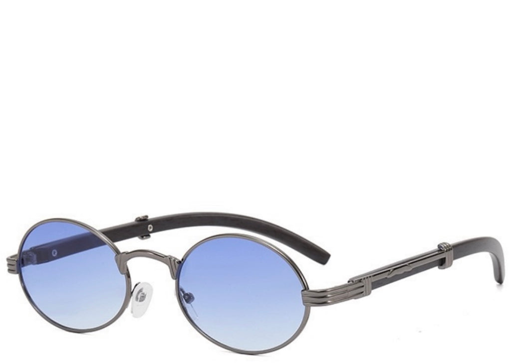 Doha Oval Premium Blue Sunglasses