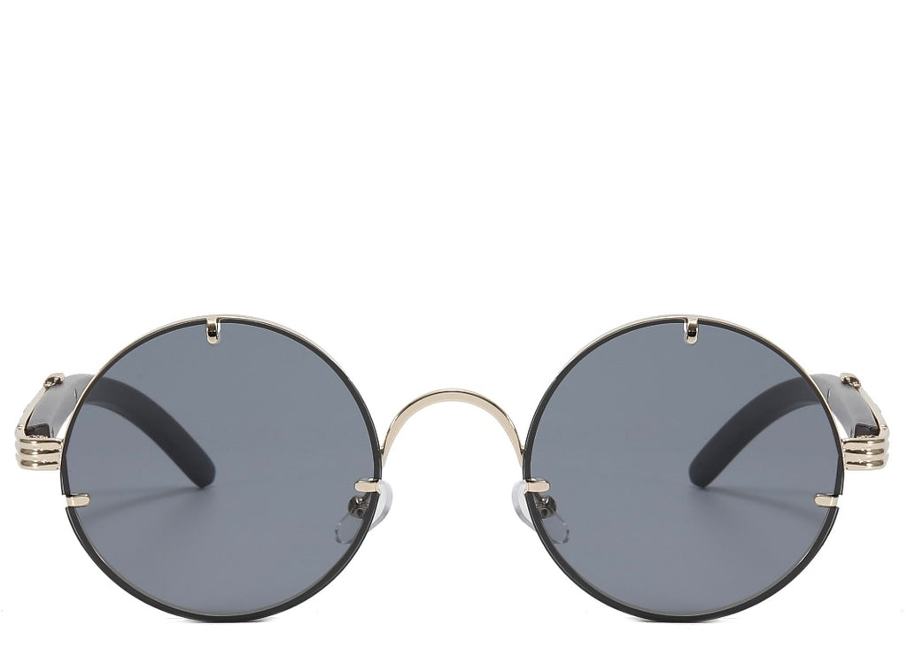 Qatar Round Premium Black & Gold Sunglasses