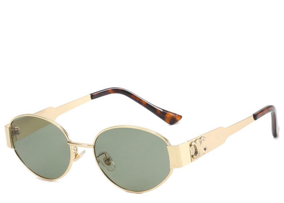 Milan Black Gold Oval Sunglasses