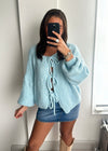 Raya Bow Knit Cardigan - Baby Blue