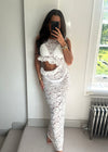 Mirai White Lace Cutout Maxi Dress