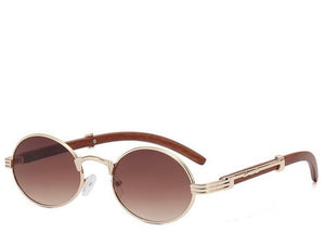 Doha Oval Premium Brown & Gold Sunglasses