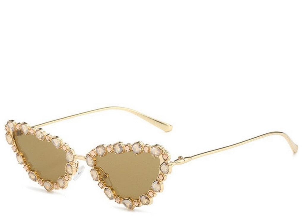 Ibiza Gold Crystal Cat Eye Sunglasses