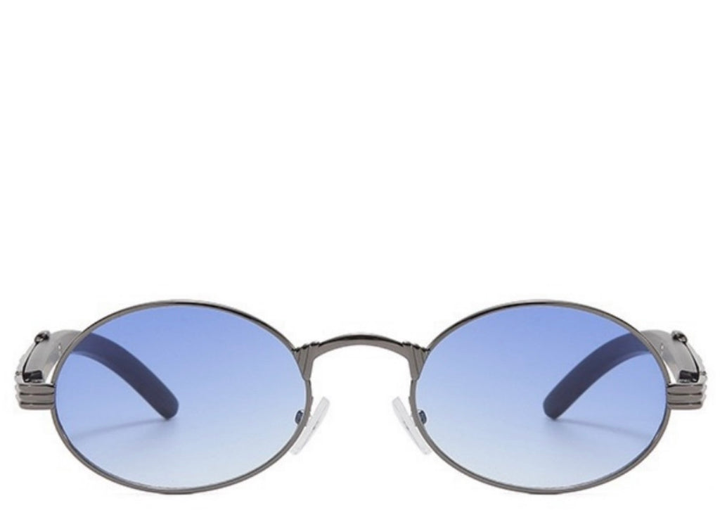 Doha Oval Premium Blue Sunglasses