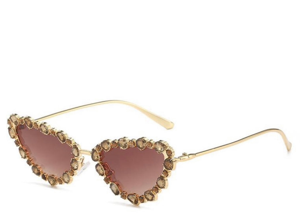 Ibiza Brown Crystal Cat Eye Sunglasses