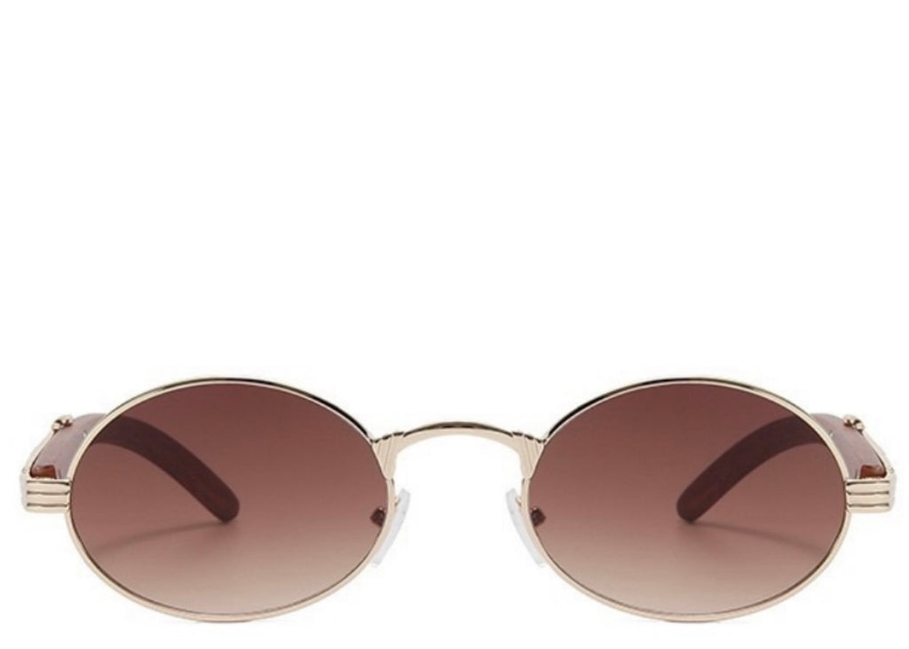 Doha Oval Premium Brown & Gold Sunglasses