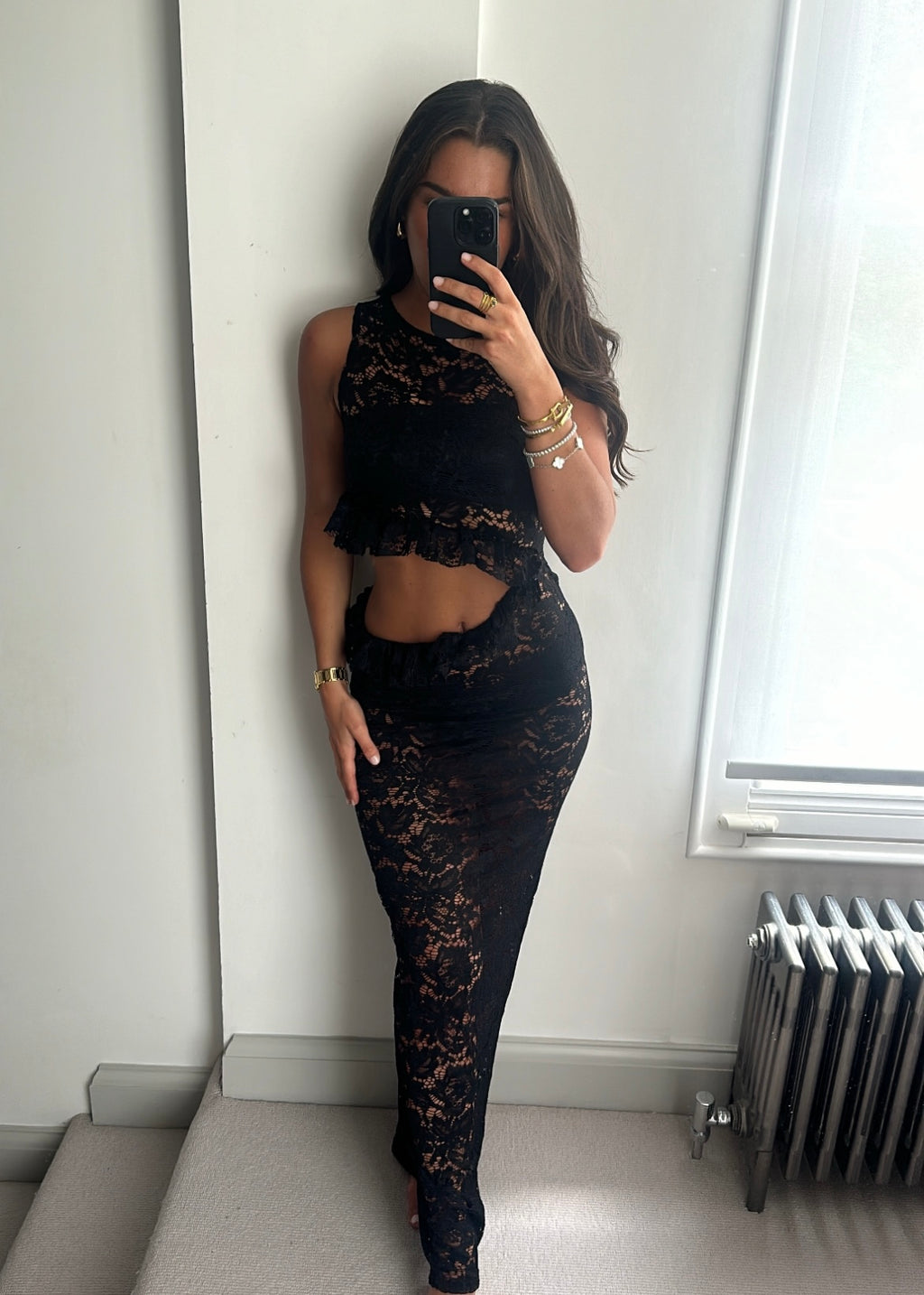 Mirai Black Lace Cutout Maxi Dress