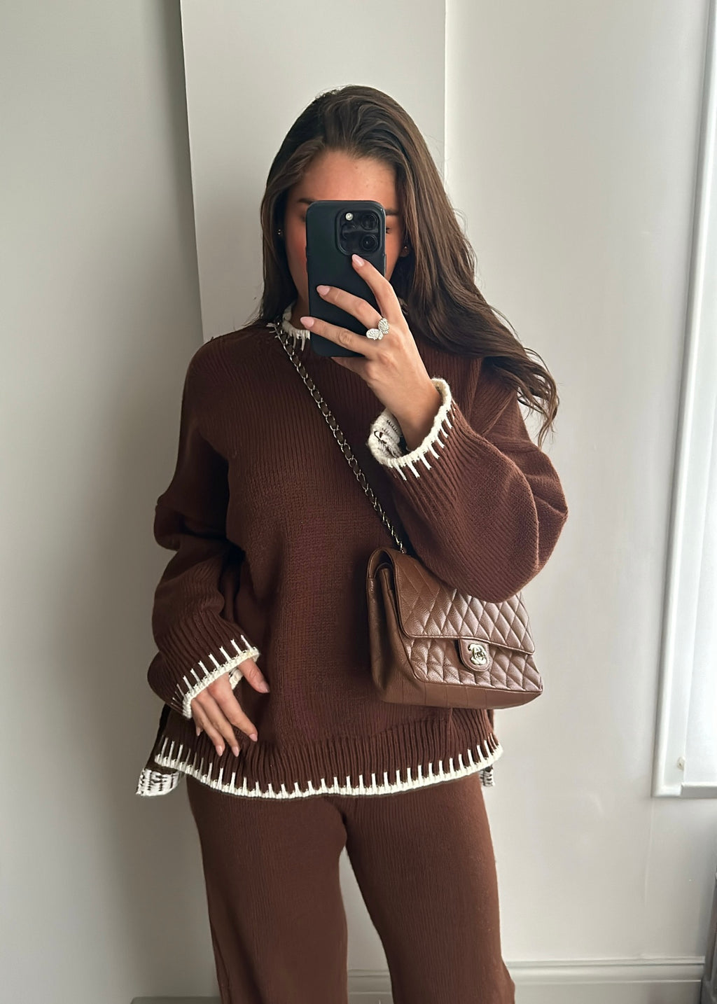 Clothing : Tops : 'Lorna' Chocolate Fluffy Knit Crop Top