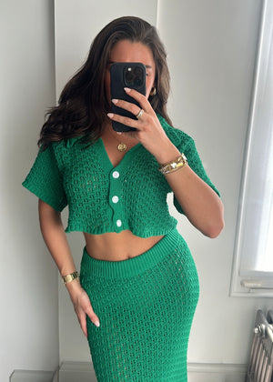 Lila Crochet Skirt Set - Emerald Green