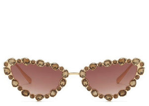 Ibiza Brown Crystal Cat Eye Sunglasses