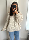 Aria Embroidered Jumper - Cream