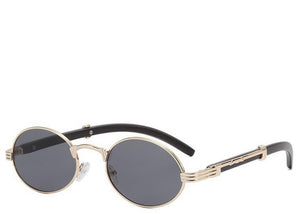 Doha Oval Premium Black & Gold Sunglasses